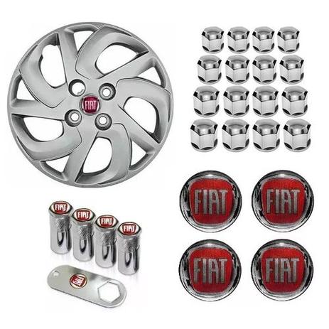 Jogo Calota Aro 14 Fiat Palio Fire 2015 2016 Grid Prata + Emblema Resinado + Tampa Ventil + Capa Parafuso - Grid calotas Menor preço em Jogo Calota Aro 14 Fiat Palio Fire 2015 2016 Grid Prata + Emblema Resinado + Tampa Ventil + Capa Parafuso - Grid calotas