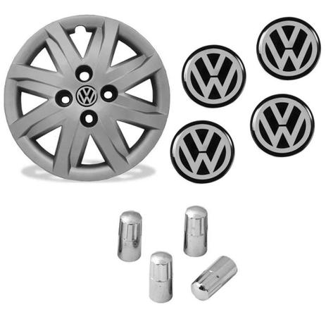 Jogo Calota Aro 14 Gol G5 Voyage Saveiro Parati Volkswagen Grid Prata + Emblema Resinado + Tampa Ventil Cromada - Grid calotas é boa?