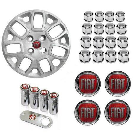 Jogo Calota Aro 14 Uno Attractive 2011 Fiat Grid Prata + Emblema Resinado + Tampa Ventil + Capa Parafuso - Grid calotas Menor preço em Jogo Calota Aro 14 Uno Attractive 2011 Fiat Grid Prata + Emblema Resinado + Tampa Ventil + Capa Parafuso - Grid calotas