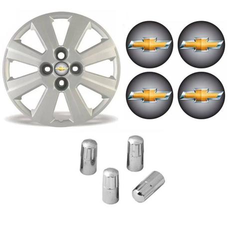 Jogo Calota Aro 15 Agile 2010 2013 Chevrolet GM Grid Prata + Emblema Resinado + Tampa Ventil Cromada - Grid calotas Menor preço em Jogo Calota Aro 15 Agile 2010 2013 Chevrolet GM Grid Prata + Emblema Resinado + Tampa Ventil Cromada - Grid calotas