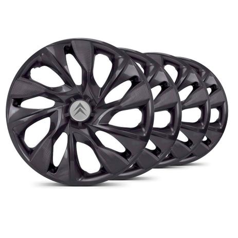 Jogo Calota DS4 Unicolor Aro 15 Preta Fosca Emblema Prata Citroen C4 - Elitte Menor preço em Jogo Calota DS4 Unicolor Aro 15 Preta Fosca Emblema Prata Citroen C4 - Elitte