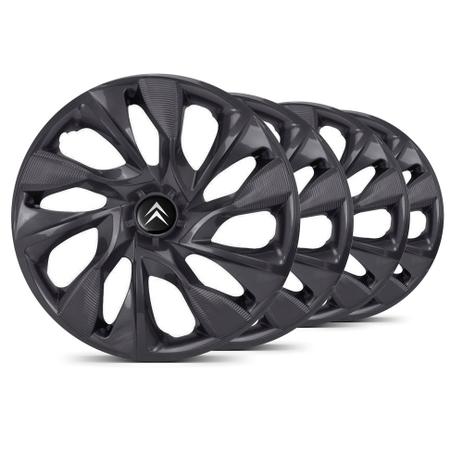 Jogo Calota DS4 Unicolor Aro 15 Preta Fosca Emblema Preto Citroen C5 - Elitte Menor preço em Jogo Calota DS4 Unicolor Aro 15 Preta Fosca Emblema Preto Citroen C5 - Elitte
