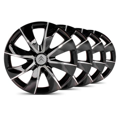Jogo Calota Prime Preta Cromada Aro 13 Emblema Prata Citroen Picasso - Elitte é boa?