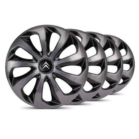Jogo Calota Velox Grafite / Preta Aro 15 Emblema Preto Citroen Xantia - Elitte Menor preço em Jogo Calota Velox Grafite / Preta Aro 15 Emblema Preto Citroen Xantia - Elitte