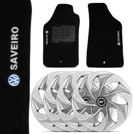 Jogo Calotas Silver Graphite Prata e Cinza + Tapetes Saveiro G5 10 a 13 Pretos - Prime é boa?