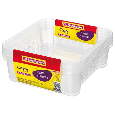 Jogo Cestos Organizadores 1,6l Empilhável Sanremo 4 Peças Menor preço em Jogo Cestos Organizadores 1,6l Empilhável Sanremo 4 Peças
