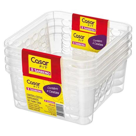 Jogo Cestos Organizadores 756ml Empilhável Sanremo 4 Peças Menor preço em Jogo Cestos Organizadores 756ml Empilhável Sanremo 4 Peças
