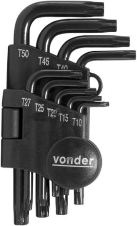 Jogo chave torx t10-t50 tipo L curta cromo vanádio com 9 peças vtx4 - Vonder Menor preço em Jogo chave torx t10-t50 tipo L curta cromo vanádio com 9 peças vtx4 - Vonder