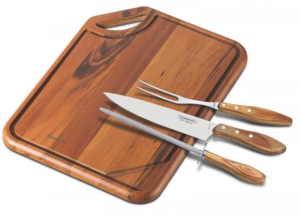 Jogo Churrasco 4 Peças Inox Polywood Tramontina 21198463 Menor preço em Jogo Churrasco 4 Peças Inox Polywood Tramontina 21198463