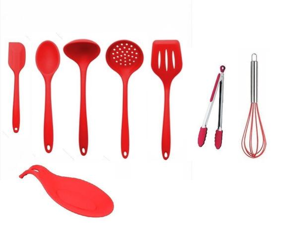 Jogo Colheres Inteiramente De Silicone 8 Pçs Vermelho Apoio - Clink Menor preço em Jogo Colheres Inteiramente De Silicone 8 Pçs Vermelho Apoio - Clink