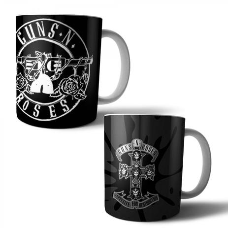 Jogo com 2 Canecas Porcelana Guns n Roses 350ml (BD01) - Skin t18 Menor preço em Jogo com 2 Canecas Porcelana Guns n Roses 350ml (BD01) - Skin t18