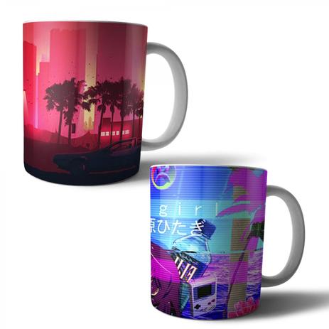 Jogo com 2 Canecas Porcelana Vaporwave 350ml (BD02) - Skin t18 Menor preço em Jogo com 2 Canecas Porcelana Vaporwave 350ml (BD02) - Skin t18