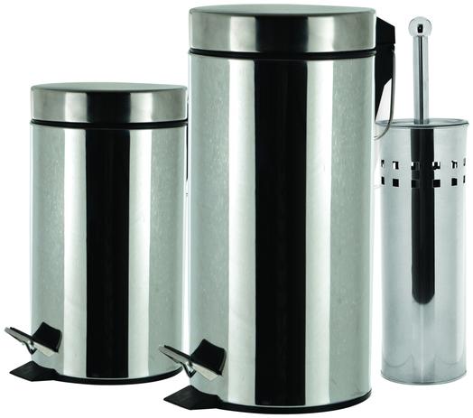 Jogo com 2 Lixeiras em Inox com Pedal e Balde Interno 20L e 5L + 1 Escova Sanitaria - Carisma Menor preço em Jogo com 2 Lixeiras em Inox com Pedal e Balde Interno 20L e 5L + 1 Escova Sanitaria - Carisma