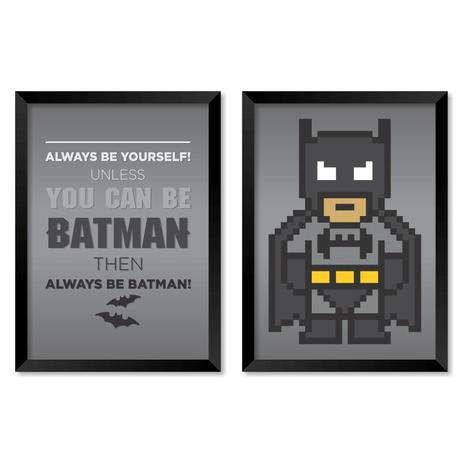 JOGO COM 2 QUADROS ALWAYS BATMAN - TAMANHO A4 - Moldura Preta Com Acrílico - Pôster no quadro é boa?