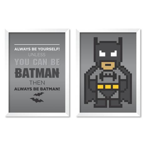 JOGO COM 2 QUADROS ALWAYS BATMAN - TAMANHO A5 - Moldura Branca Com Acrílico - Pôster no quadro Menor preço em JOGO COM 2 QUADROS ALWAYS BATMAN - TAMANHO A5 - Moldura Branca Com Acrílico - Pôster no quadro