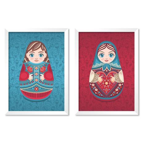 JOGO COM 2 QUADROS MATRYOSHKA - TAMANHO A2 - Moldura Branca Sem Acrílico - Pôster no quadro Menor preço em JOGO COM 2 QUADROS MATRYOSHKA - TAMANHO A2 - Moldura Branca Sem Acrílico - Pôster no quadro
