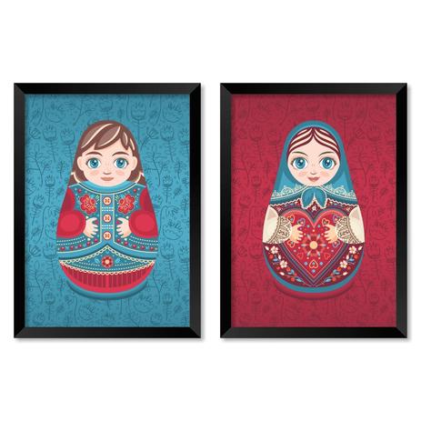 JOGO COM 2 QUADROS MATRYOSHKA - TAMANHO A3 - Moldura Preta Sem Acrílico - Pôster no quadro Menor preço em JOGO COM 2 QUADROS MATRYOSHKA - TAMANHO A3 - Moldura Preta Sem Acrílico - Pôster no quadro