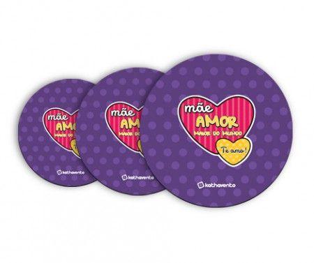 Jogo com 3 descansos de panela (Mãe Amor Maior do Mundo) - Kathavento Menor preço em Jogo com 3 descansos de panela (Mãe Amor Maior do Mundo) - Kathavento