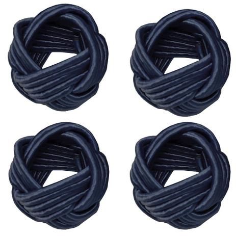 Jogo com 4 Anéis Porta Guardanapo Nó Trançado Azul Argola - Mimo style Menor preço em Jogo com 4 Anéis Porta Guardanapo Nó Trançado Azul Argola - Mimo style