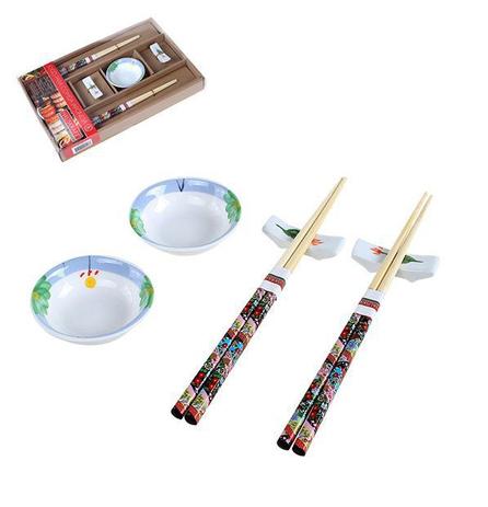 Jogo com 6 peças para comida japonesa decorada - Western Menor preço em Jogo com 6 peças para comida japonesa decorada - Western