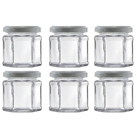 Jogo com 6 Potes de Vidro Sextavado com Tampa 180ml - Wheaton Menor preço em Jogo com 6 Potes de Vidro Sextavado com Tampa 180ml - Wheaton