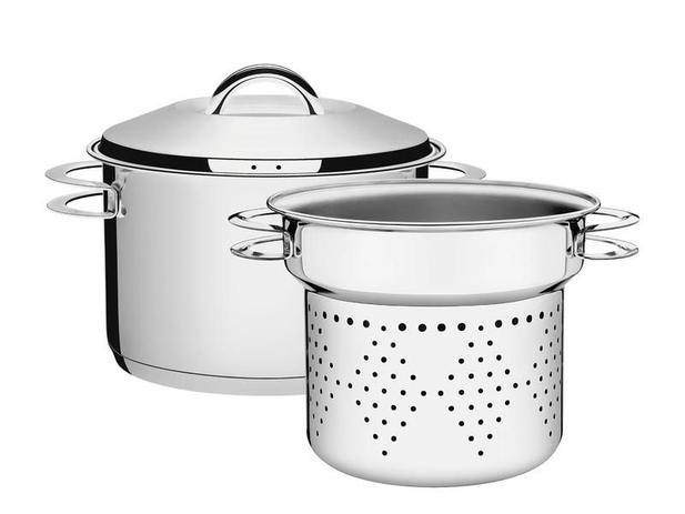 Jogo cozi-pasta aço inox com fundo triplo 2 pç. 24cm - Solar - Tramontina Menor preço em Jogo cozi-pasta aço inox com fundo triplo 2 pç. 24cm - Solar - Tramontina