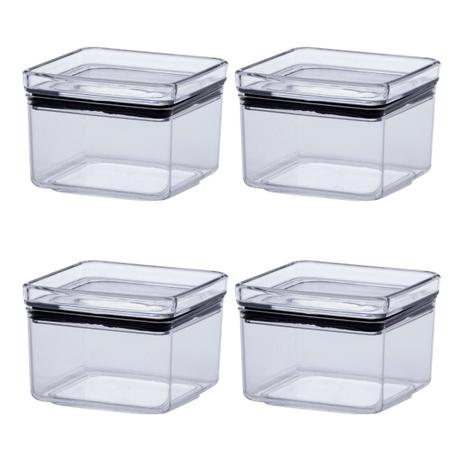Jogo De 4 Potes Herméticos Quadrados 480ml Empilháveis - UTIL HOUSE Menor preço em Jogo De 4 Potes Herméticos Quadrados 480ml Empilháveis - UTIL HOUSE