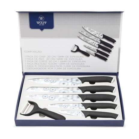 Jogo de 5 Pc Facas C/Cabo De Plástico E 1 Peeler - Bon gourmet Menor preço em Jogo de 5 Pc Facas C/Cabo De Plástico E 1 Peeler - Bon gourmet