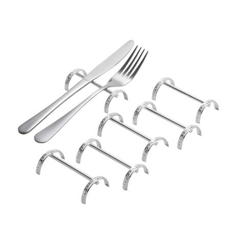 Jogo de 6 Pc Descansos De Aço Cromado P/Talheres C/Cordão Pérola 8,5X4X2Cm - Wolff Menor preço em Jogo de 6 Pc Descansos De Aço Cromado P/Talheres C/Cordão Pérola 8,5X4X2Cm - Wolff