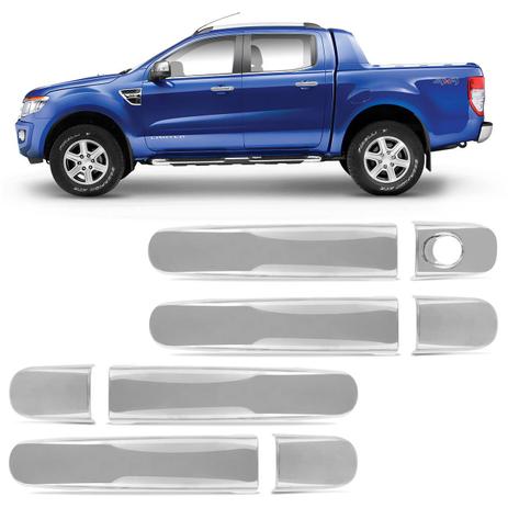 Jogo de Apliques Cromados Capa Maçaneta Ford Ranger 2013 a 2019 4 Portas Acabamento Perfeito - Shekparts Menor preço em Jogo de Apliques Cromados Capa Maçaneta Ford Ranger 2013 a 2019 4 Portas Acabamento Perfeito - Shekparts