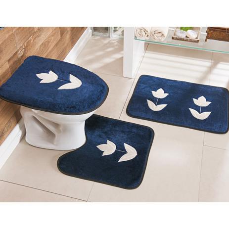 Jogo de banheiro azul marinho Clearance
