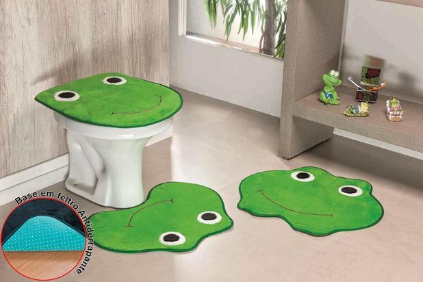 Jogo de Banheiro Formato Sapo Verde Pistache 3 Peças - Guga tapetes Menor preço em Jogo de Banheiro Formato Sapo Verde Pistache 3 Peças - Guga tapetes