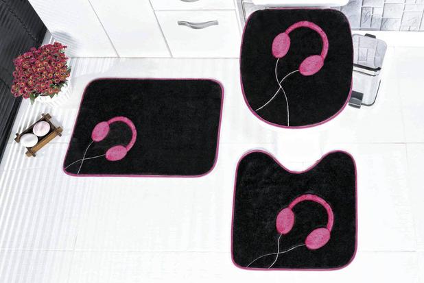 Jogo de Banheiro Premium Fone 3 Pçs Pink - Guga tapetes Menor preço em Jogo de Banheiro Premium Fone 3 Pçs Pink - Guga tapetes
