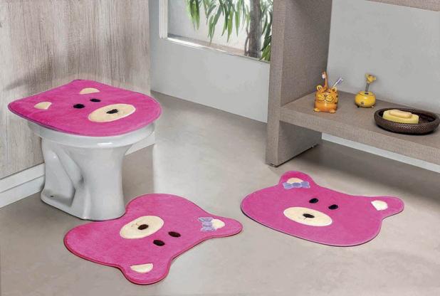 Jogo de Banheiro Premium Formato Ursa 03 Peças Pink - Guga tapetes Menor preço em Jogo de Banheiro Premium Formato Ursa 03 Peças Pink - Guga tapetes