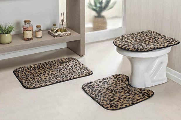 Jogo de Banheiro Premium Safari Standard 3 Pecas Leopardo - Guga tapetes Menor preço em Jogo de Banheiro Premium Safari Standard 3 Pecas Leopardo - Guga tapetes