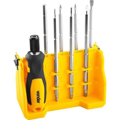 Jogo de bits/ponteiras longo duplo, com 8 peças, encaixe sextavado de 1/4”, VONDER Menor preço em Jogo de bits/ponteiras longo duplo, com 8 peças, encaixe sextavado de 1/4”, VONDER