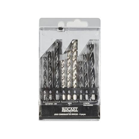 Jogo de Brocas Combinado 9 peças 5,0 a 8,0mm 53,0051 ROCAST Menor preço em Jogo de Brocas Combinado 9 peças 5,0 a 8,0mm 53,0051 ROCAST