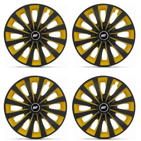 Jogo de Calota Esportiva Tuning Elite Aro 13 Universal Yellow Amarelo e Preto 4 Peças - Elitte Menor preço em Jogo de Calota Esportiva Tuning Elite Aro 13 Universal Yellow Amarelo e Preto 4 Peças - Elitte