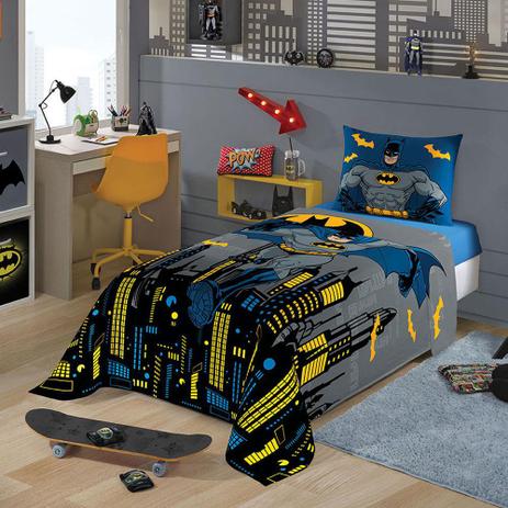 Jogo de Cama Batman Solteiro 2 peças Azul - Lepper Menor preço em Jogo de Cama Batman Solteiro 2 peças Azul - Lepper
