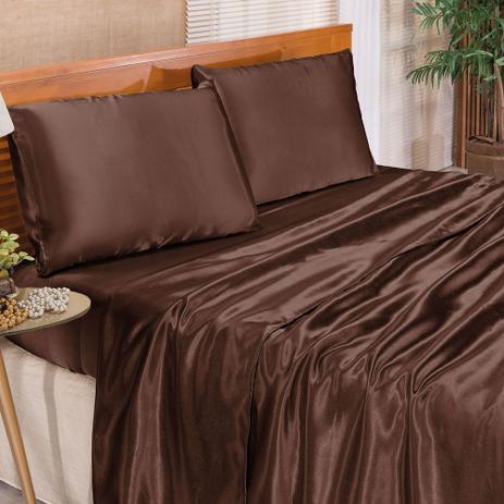 Jogo de Cama Casal Padrão Romantic Tecido Cetim Charmousse 4 Peças - Tabaco - Bia enxovais Menor preço em Jogo de Cama Casal Padrão Romantic Tecido Cetim Charmousse 4 Peças - Tabaco - Bia enxovais