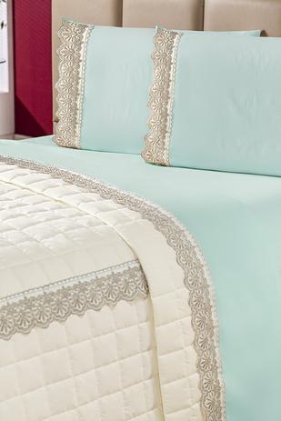 Jogo de Cama Encantos Re9casa Casal Queen 04 Peças Percal 150 fios - Cor Verde Água Menor preço em Jogo de Cama Encantos Re9casa Casal Queen 04 Peças Percal 150 fios - Cor Verde Água