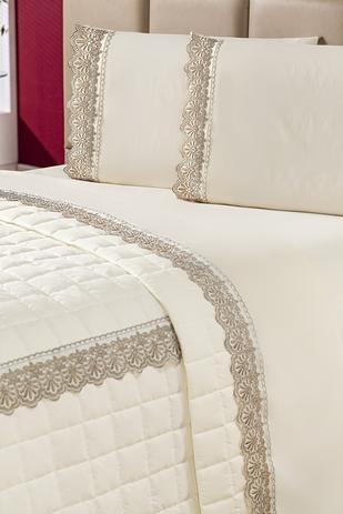 Jogo de Cama Encantos Re9casa Casal Super King 04 Peças Percal 150 fios - Cor Palha Menor preço em Jogo de Cama Encantos Re9casa Casal Super King 04 Peças Percal 150 fios - Cor Palha