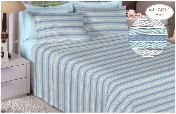Jogo de cama king size Percal 150 fios - 100 algodão Premium - Azul 7425-1 - Estamparia é boa?