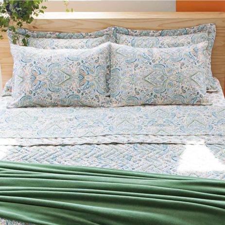 Jogo de Cama Queen 04 Peças Inara 100 Algodão Estampado - Verde - Paulo cezar enxovais é boa?
