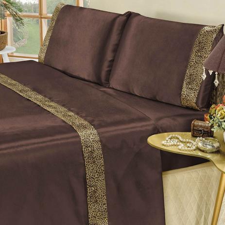 Jogo de Cama Queen 4 Peças Safari M108 Tabaco - Bia enxovais Menor preço em Jogo de Cama Queen 4 Peças Safari M108 Tabaco - Bia enxovais