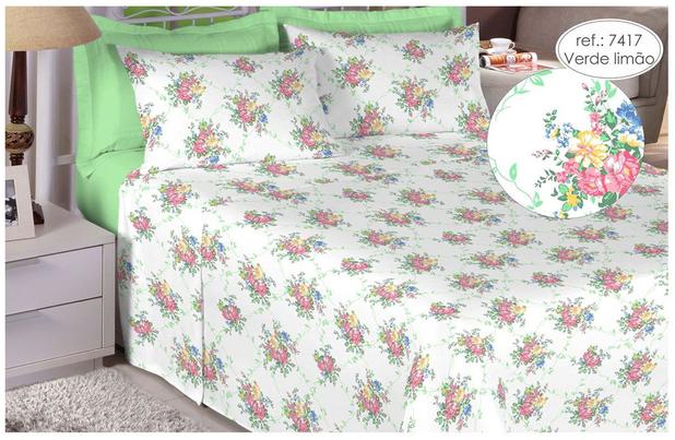Jogo de cama queen size Percal 180 fios - 100 algodão Premium - Verde Limão 7417 - Estamparia é boa?