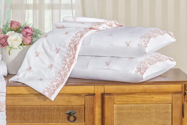 Jogo De Cama Rivieri Bordado Casal King 4 Peças 600 Fios - Vilela enxovais Menor preço em Jogo De Cama Rivieri Bordado Casal King 4 Peças 600 Fios - Vilela enxovais