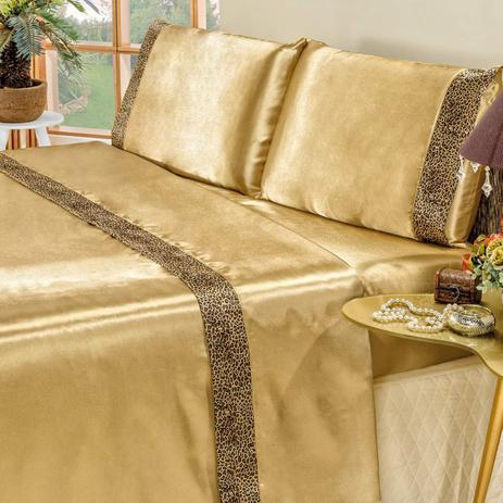 Menor preço em Jogo de Cama Safari Dourado Queen 04 Peças - Dourados enxovais