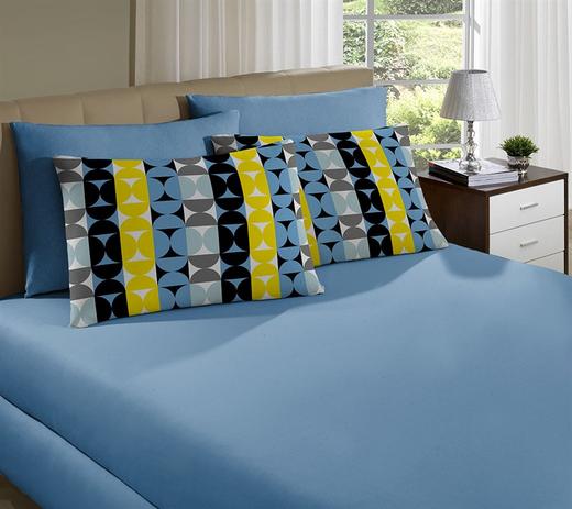 Jogo de cama simples queen de malha geometrico azul - portallar é boa?