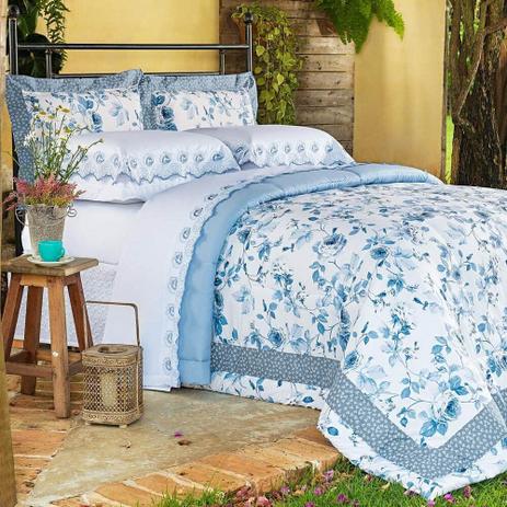 Jogo de Cama Super King 150 Fios Di Cotone Azul Ione Enxovais 3 peças Menor preço em Jogo de Cama Super King 150 Fios Di Cotone Azul Ione Enxovais 3 peças
